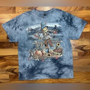 The Mountain Scarecrow Harvest T-Shirt Size L Fall Tie Dye Graphic Tee